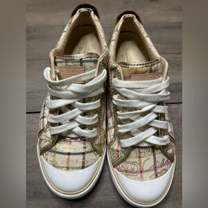 Coach  Barrett sneakers gold trim plaid Sz 10B